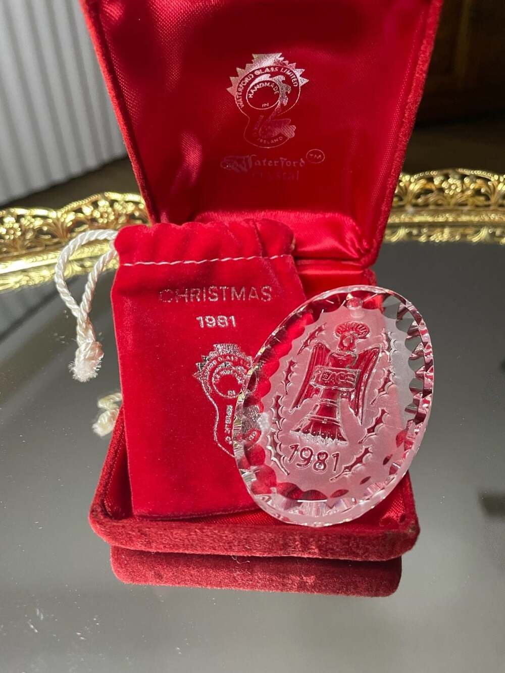 Waterford Crystal 1981 Christmas Angel Annual Ornament Box Bag